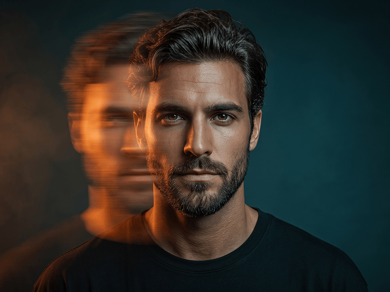 Cinematic Cyan Orange Motion Blur Portrait Prompt - Gemini Prompt