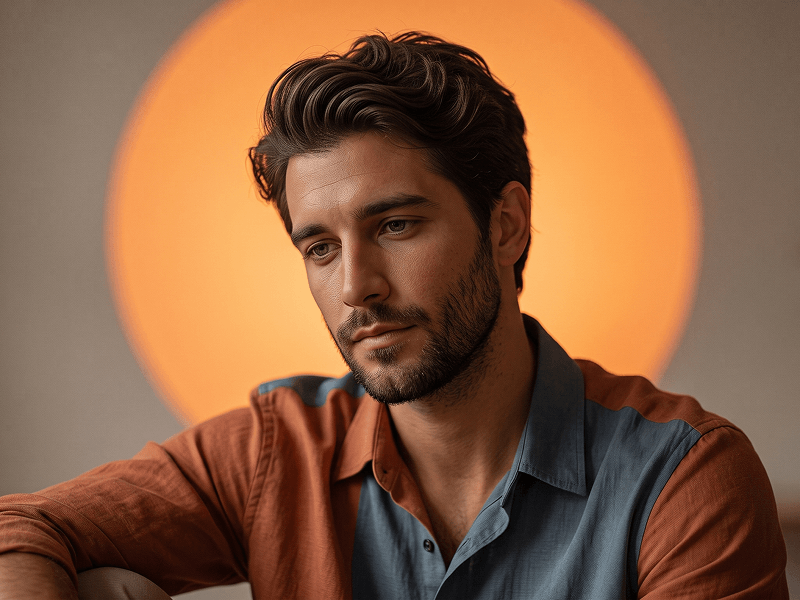 Cinematic Editorial Portrait with Sunset Halo Prompt - Gemini Prompt