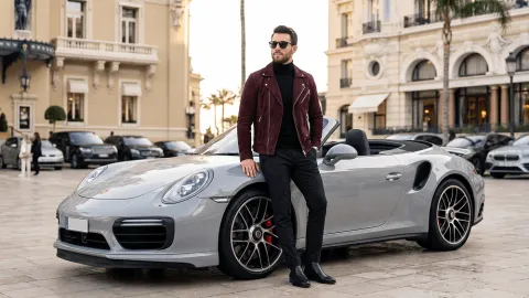 Prompt für ein Luxus-Lifestyle-Männerporträt mit einem Porsche 911 in Monte Carlo - Gemini Prompt