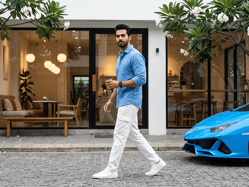 Cinematic Photo with a Blue Sports Car Prompt - Gemini Prompt
