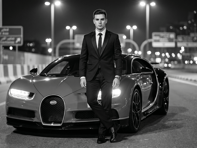 Black and White Bugatti Chiron Prompt - Gemini Prompt