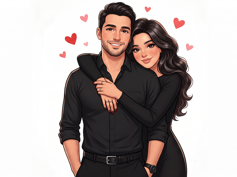 Romantic Couple Cartoon Portrait Prompt - Gemini Prompt