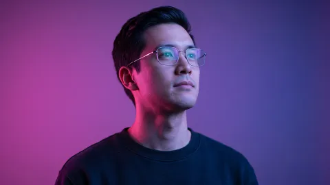 Neon-Lit Cinematic Studio Portrait Prompt - Gemini Prompt
