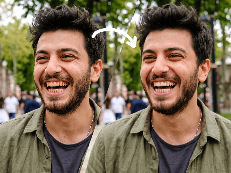 Natural Teeth Whitening Photo Editing Prompt - Gemini Prompt