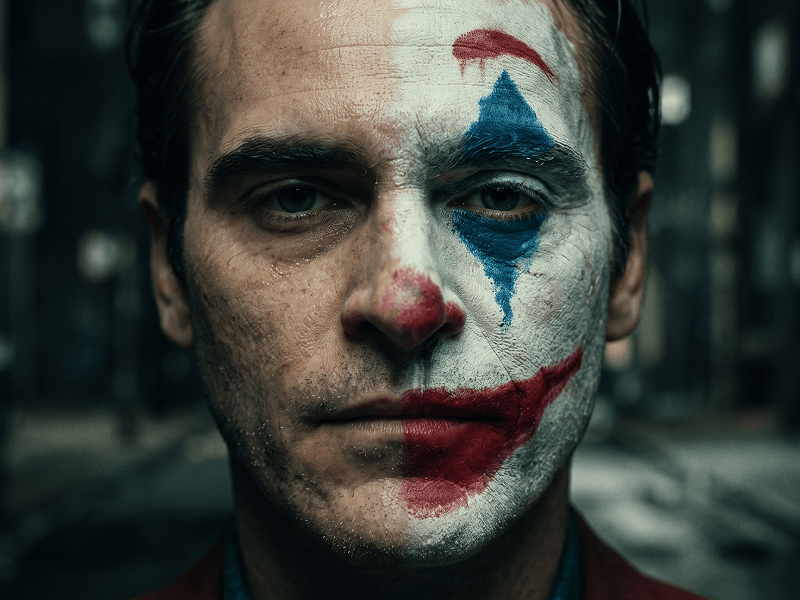 Photorealistic Cinematic Portrait with Joker Makeup Prompt - Gemini Prompt