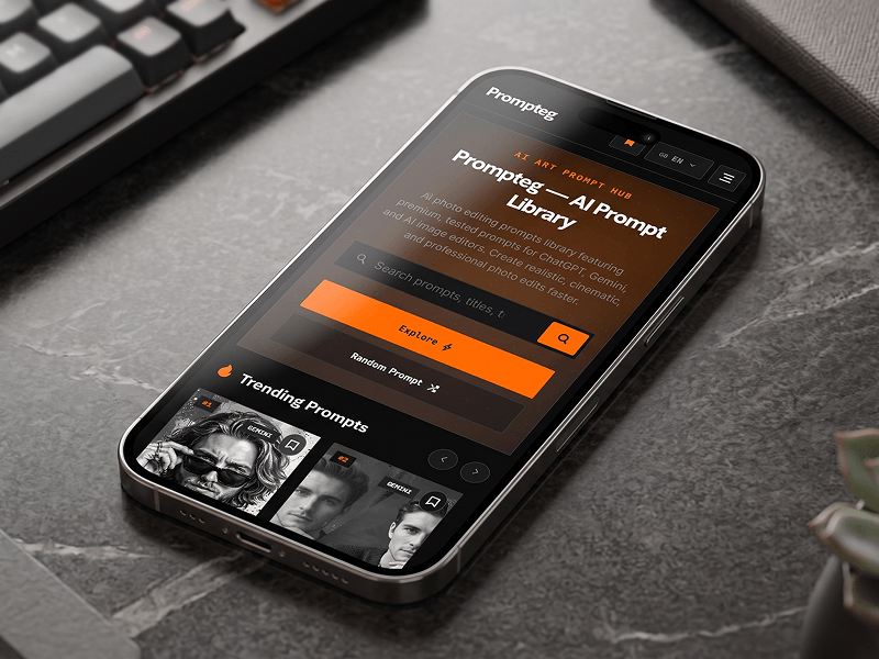 Prompt zum Platzieren eines Website-Mockups auf einem Smartphone-Bildschirm - Gemini Prompt