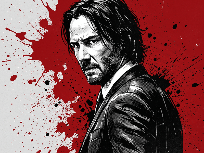 Black and White Cinematic Illustration Portrait with Ink Texture Prompt - Gemini Prompt