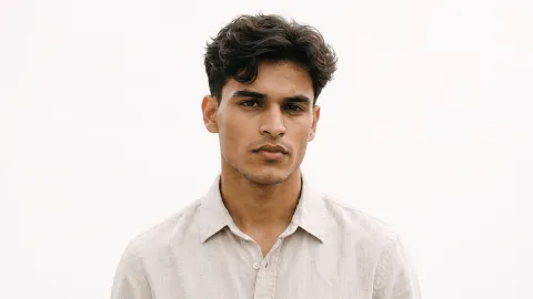 Bright Cinematic Portrait with a Clean White Studio Background Prompt - Gemini Prompt