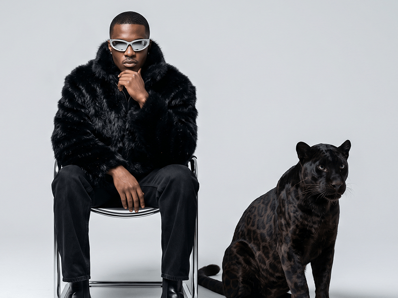 Avant-Garde Studio Portrait with Black Panther Prompt - Gemini Prompt