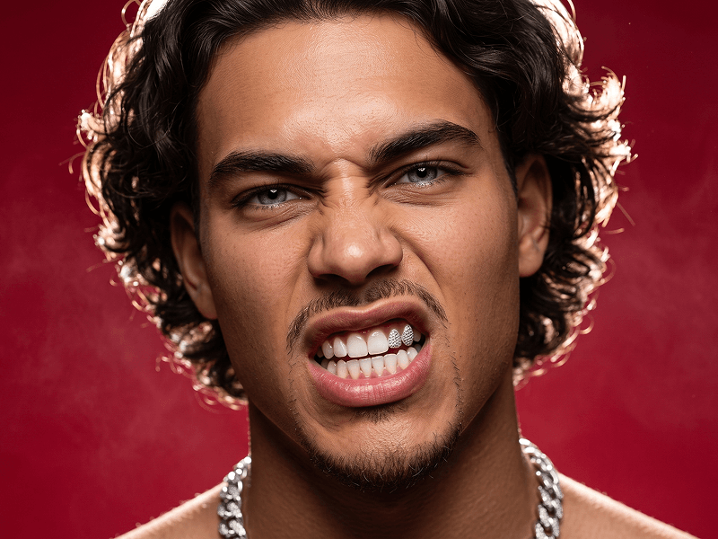 Ultra-Photorealistic Fierce Luxury Portrait with Diamond Teeth Prompt - Gemini Prompt