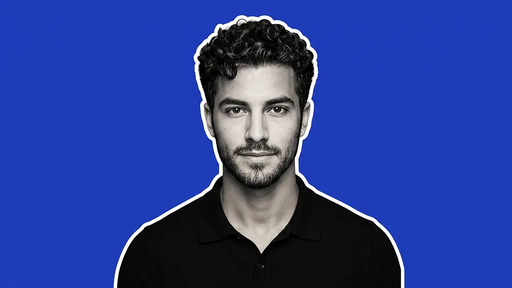 White Outline Blue Cutout Portrait from Photo Prompt - Gemini Prompt